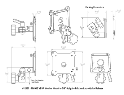 Upgrade Innovations MMS12 VESA Monitor Mount to 5/8″ Spigot – Friction-Loc - QR