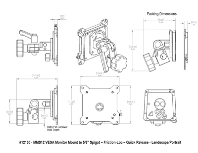 Upgrade Innovations MMS12 VESA Monitor Mount to 5/8″ Spigot – Friction-Loc - QR-L/P
