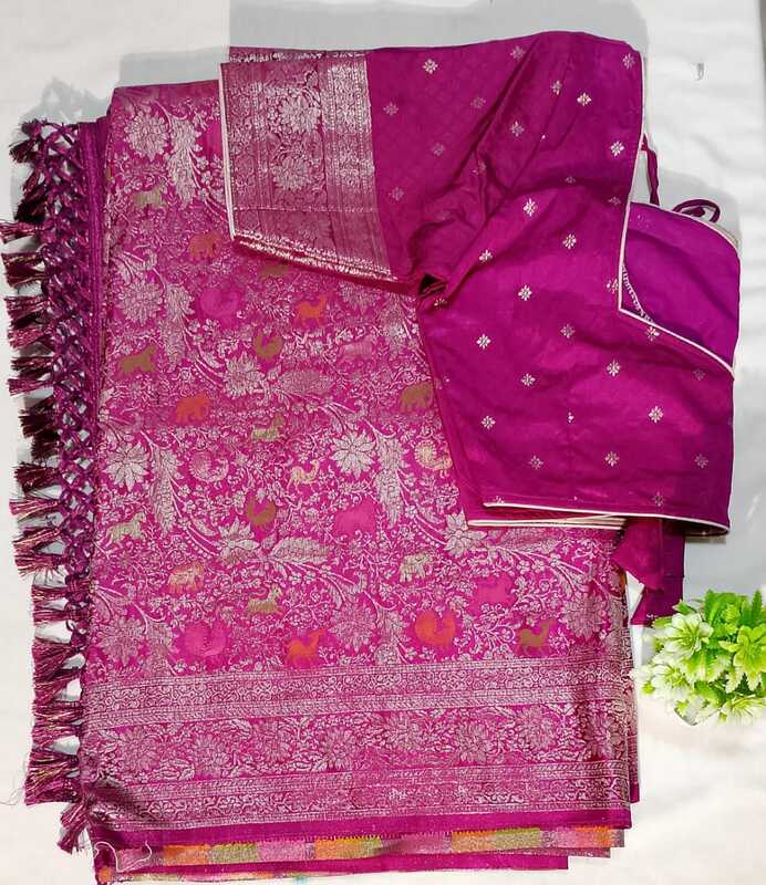 J269: Ready To Ship Beautiful Banarasi Katan Silk Saree With Stitched Blouse J269: Ready To Ship Beautiful Banarasi Katan Silk Saree With Stitched Blouse