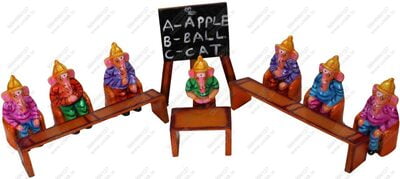 UNIKK Ganesh School Set 25 cm Height of 11 Pieces Made of Eco Friendly Paper Mache Multicolor UNIKK Ganesh School Set 25 cm Height of 11 Pieces Made of Eco Friendly Paper Mache Multicolor