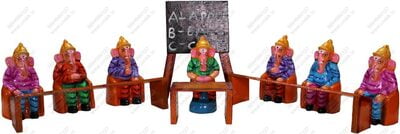 UNIKK Ganesh School Set 25 cm Height of 11 Pieces Made of Eco Friendly Paper Mache Multicolor UNIKK Ganesh School Set 25 cm Height of 11 Pieces Made of Eco Friendly Paper Mache Multicolor