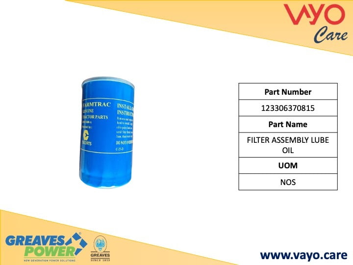 FILTERASSEMBLYLUBEOIL - 123306370815 - GREAVES