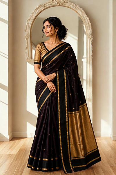 Bnarasi Silk Brown With Black