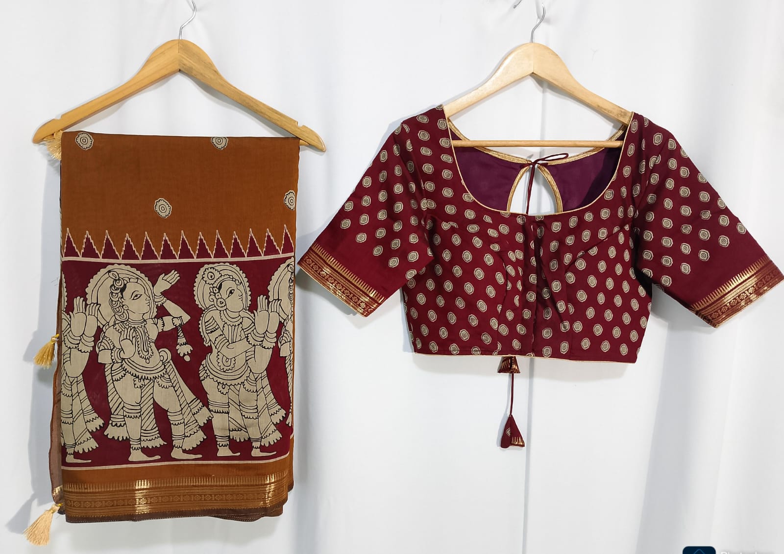 N619: Ready To Ship Beautiful Kalamkari Saree With Stitched Blouse