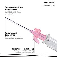 McKesson Prevent® SLS Peripheral IV Catheter 20 Gauge 1 Inch Polyurethane Winged Hub Sliding Safety