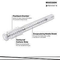 McKesson Prevent® R Peripheral IV Catheter 24 Gauge 3/4 Inch Polyurethane Winged Hub Push Button Safety