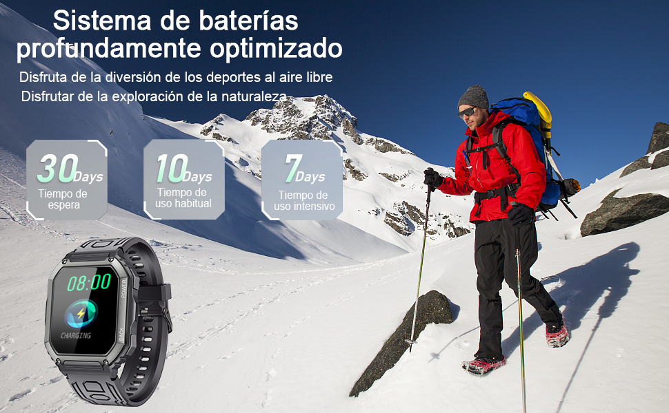 Reloj Inteligente,Smartwatch Militar de 1.8" HD