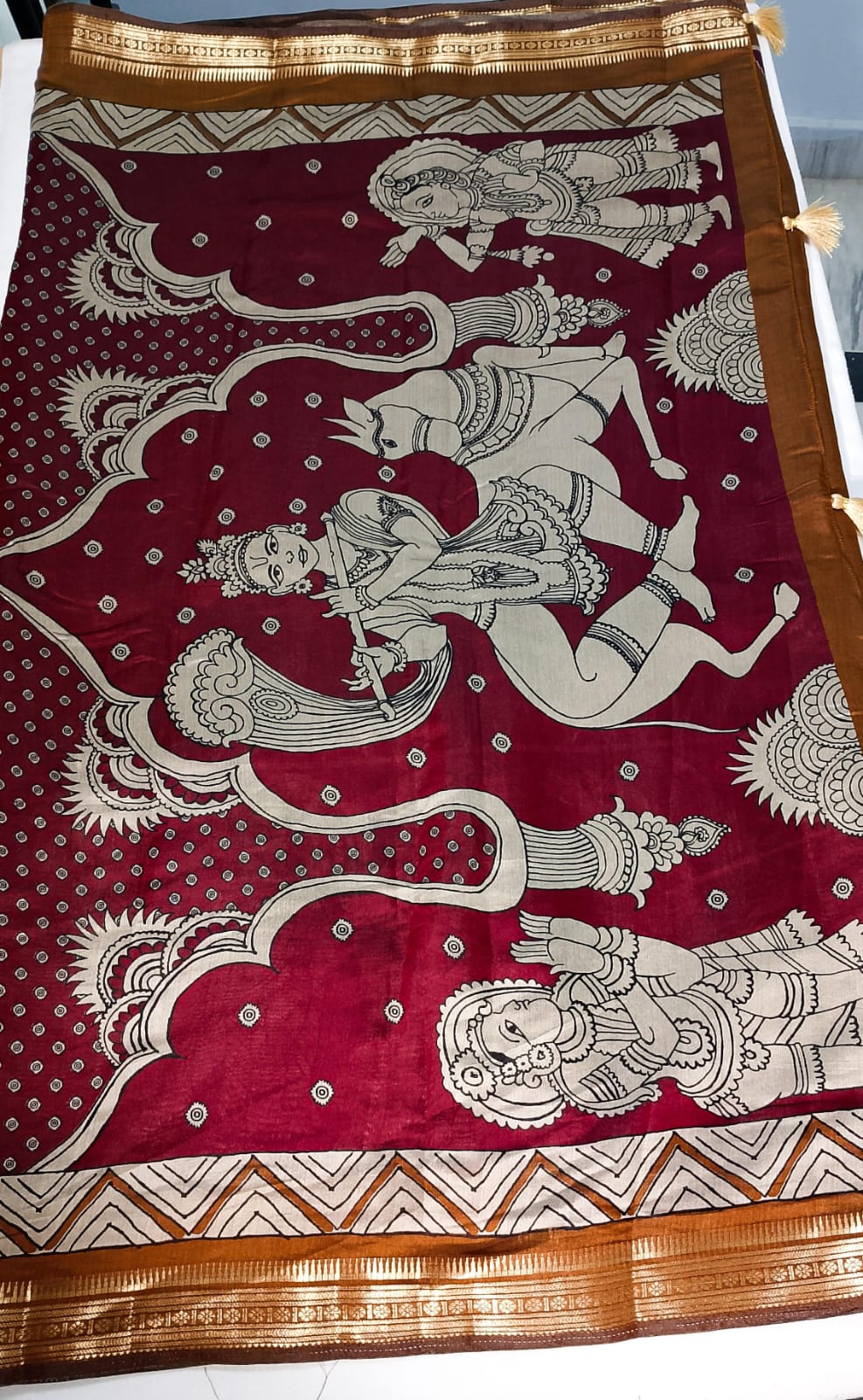 N619: Ready To Ship Beautiful Kalamkari Saree With Stitched Blouse N619: Ready To Ship Beautiful Kalamkari Saree With Stitched Blouse