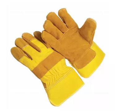 Yellow back, 2.5” rubberized cuff, lined palm