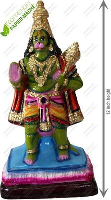 UNIKK Blessing Hanuman 30 cm Height Made of Eco Friendly Paper Mache Multicolor UNIKK Blessing Hanuman 30 cm Height Made of Eco Friendly Paper Mache Multicolor