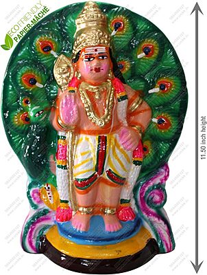 UNIKK Murugan with Peacock 25 cm Height Made of Eco Friendly Paper Mache Multicolor UNIKK Murugan with Peacock 25 cm Height Made of Eco Friendly Paper Mache Multicolor