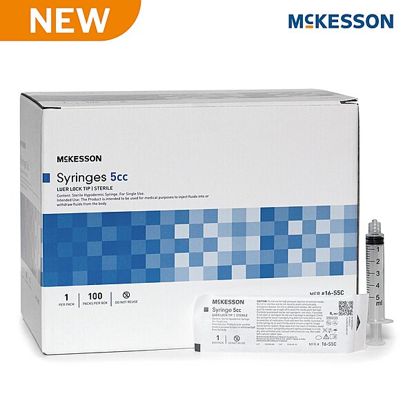 McKesson® General Purpose Syringe 5 mL Luer Lock Tip Without Safety