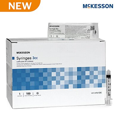 McKesson® General Purpose Syringe 3 mL Luer Lock Tip Without Safety