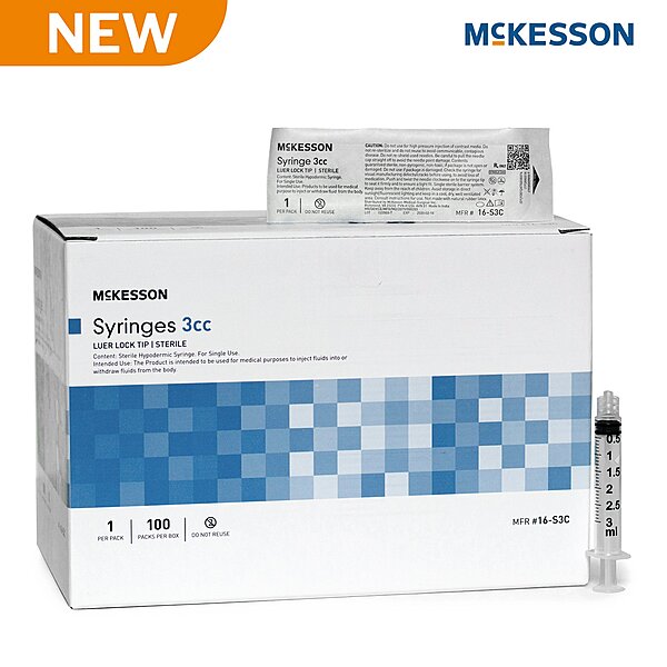 McKesson® General Purpose Syringe 3 mL Luer Lock Tip Without Safety