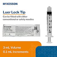 McKesson® General Purpose Syringe 3 mL Luer Lock Tip Without Safety