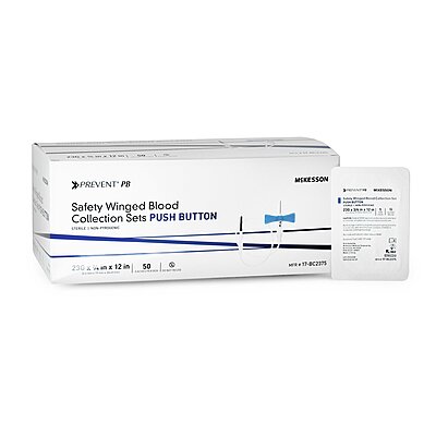 McKesson Prevent Push Button Blood Collection Set 3/4" x 12" Sterile (BX/50EA)