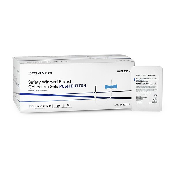 McKesson Prevent Push Button Blood Collection Set 3/4" x 12" Sterile (BX/50EA)