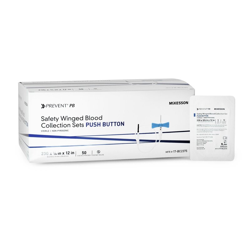 McKesson Prevent Push Button Blood Collection Set 3/4" x 12" Sterile (BX/50EA)