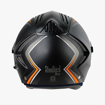 STEELBIRD SBA-2 ISS REED GLOSSY BLACK ORANGE D/V (SILVER) (L)