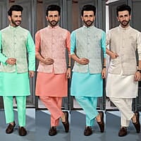 V143: Mens Kurta Pajama Set With Jacket