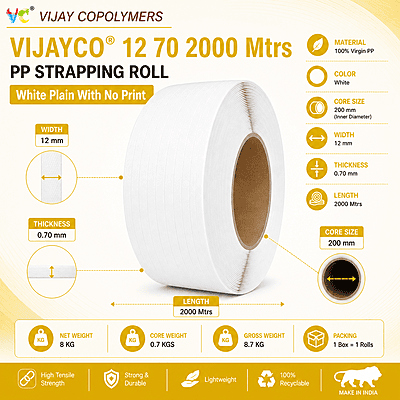 VIJAYCO® 12 70 2000 Mtrs Hi Speed PP Strapping Roll ZC