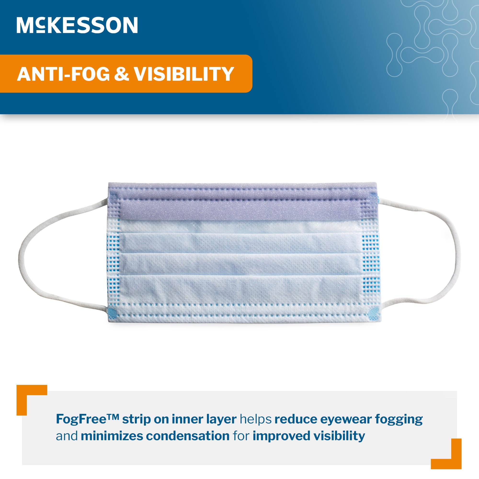 McKesson Procedure Mask Anti-Fog Foam ASTM Level 3 Earloops One Size Fits Most