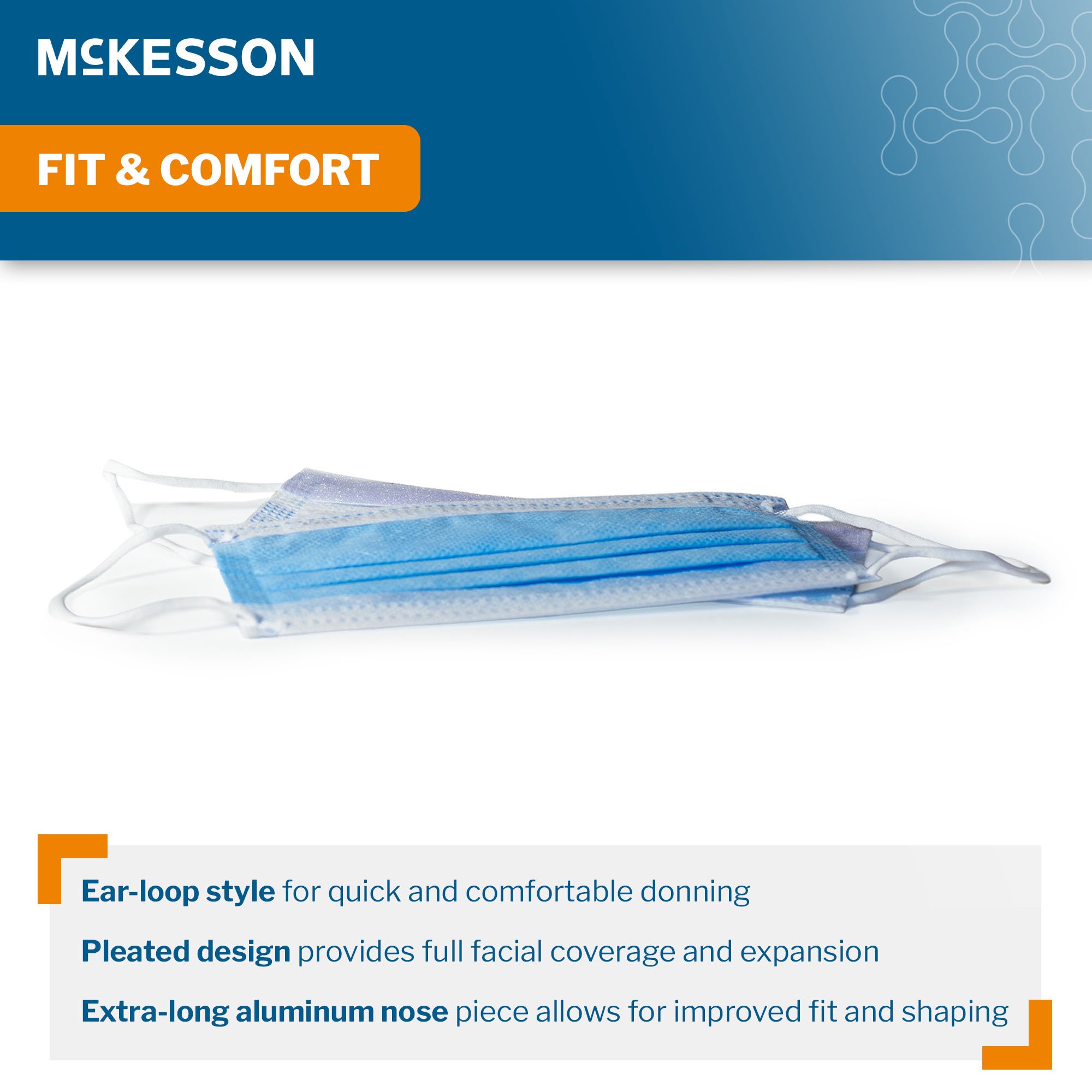 McKesson Procedure Mask Anti-Fog Foam ASTM Level 3 Earloops One Size Fits Most