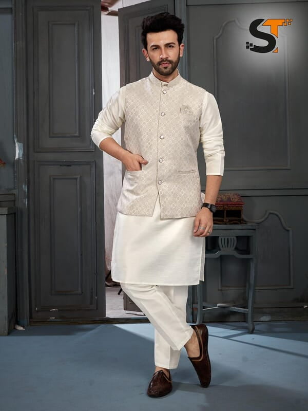 V143: Mens Kurta Pajama Set With Jacket