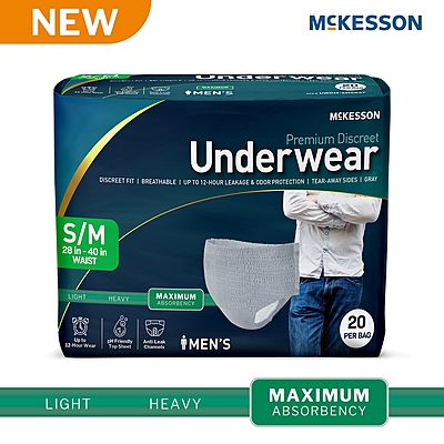 McKesson Premium Discreet Absorbent Underwear Pull On with Tear Away Seams Adult Small / Medium Male Heavy Absorbency 
