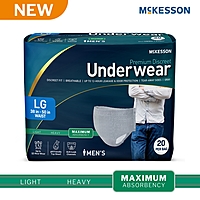 McKesson Premium Discreet Absorbent Underwear for Men, Large, Heavy Absorbency, Gray, 