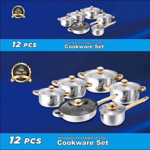 12PCS STAINLESS STEEL COOKWARE SET OF POTS