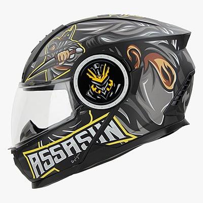 STEELBIRD SBH-40 ISS ASSASIN GLOSSY BLACK/GREY C/V 600 MM