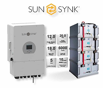 12.0 kW SUNSYNK Hybrid - FREEDOM WON Combo, c/w 4x 5.0 kWh Lithium Batteries