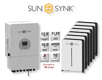 12.0 kW SUNSYNK Hybrid - SUNSYNK Combo, c/w 6 x 5.32 G kWh Lithium Batteries