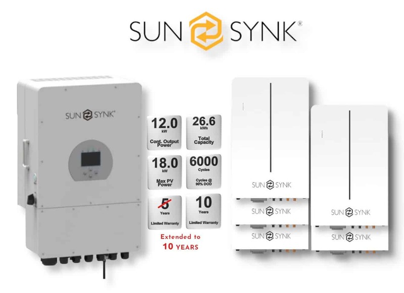 12.0 kW SUNSYNK Hybrid - SUNSYNK Combo, c/w 5 x 5.32 W kWh Lithium Batteries