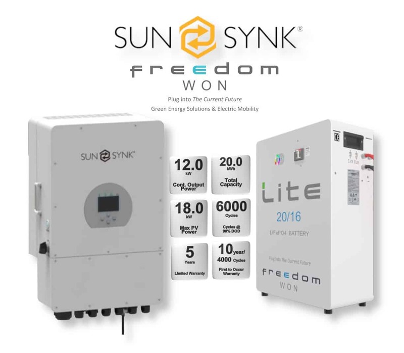 12.0 kW SUNSYNK Hybrid - FREEDOM WON Combo, c/w 20 kWh Lithium Battery