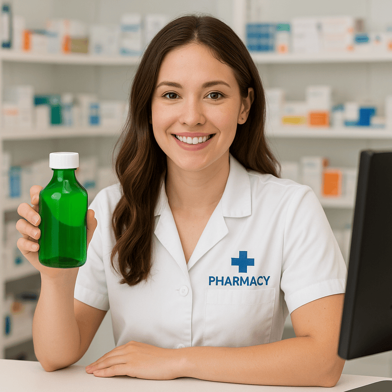 12oz Graduated Oval RX Bottles with Caps 100 Count-Green