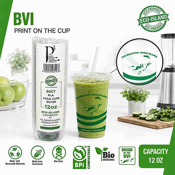 12oz Eco-Island Cold Cups BVI Print 20/50