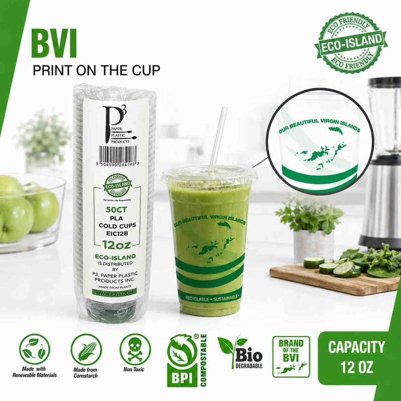 12oz Eco-Island Cold Cups BVI Print 20/50