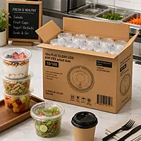 12oz Flat Clear Lids HYP PET w/out hole 10/100