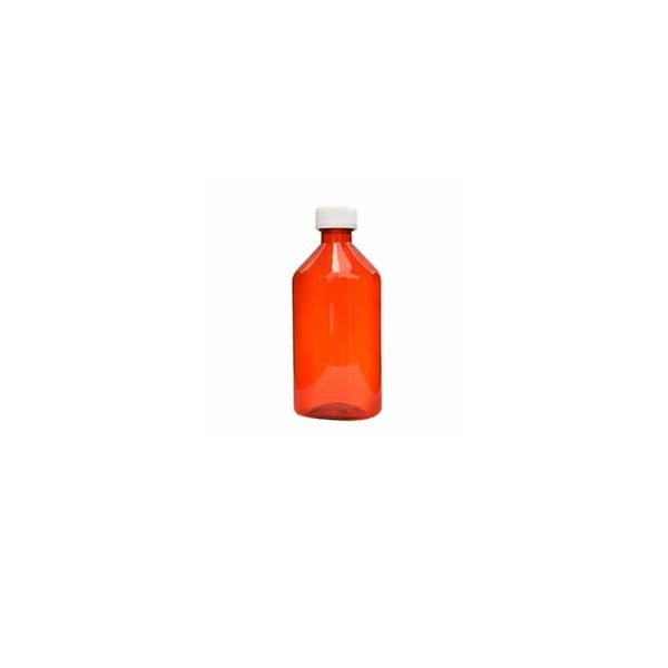 12oz Graduated Oval RX Bottles with Caps 100 Count- Amber