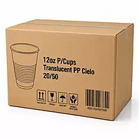 12oz P/Cups Translucent PP Cielo 20/50