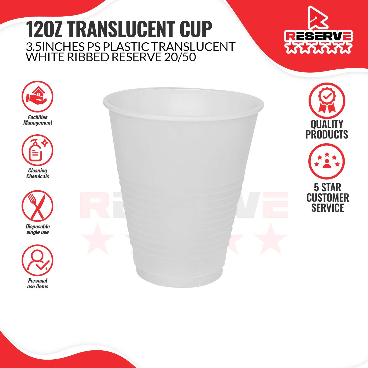 12oz P/Cups Translucent Reserve 20/50