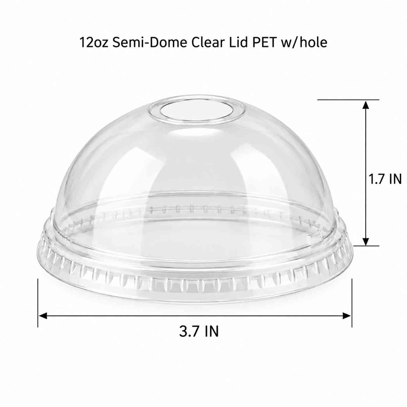 12oz Semi-Dome Clear Lids HYP PET w/hole 10/100
