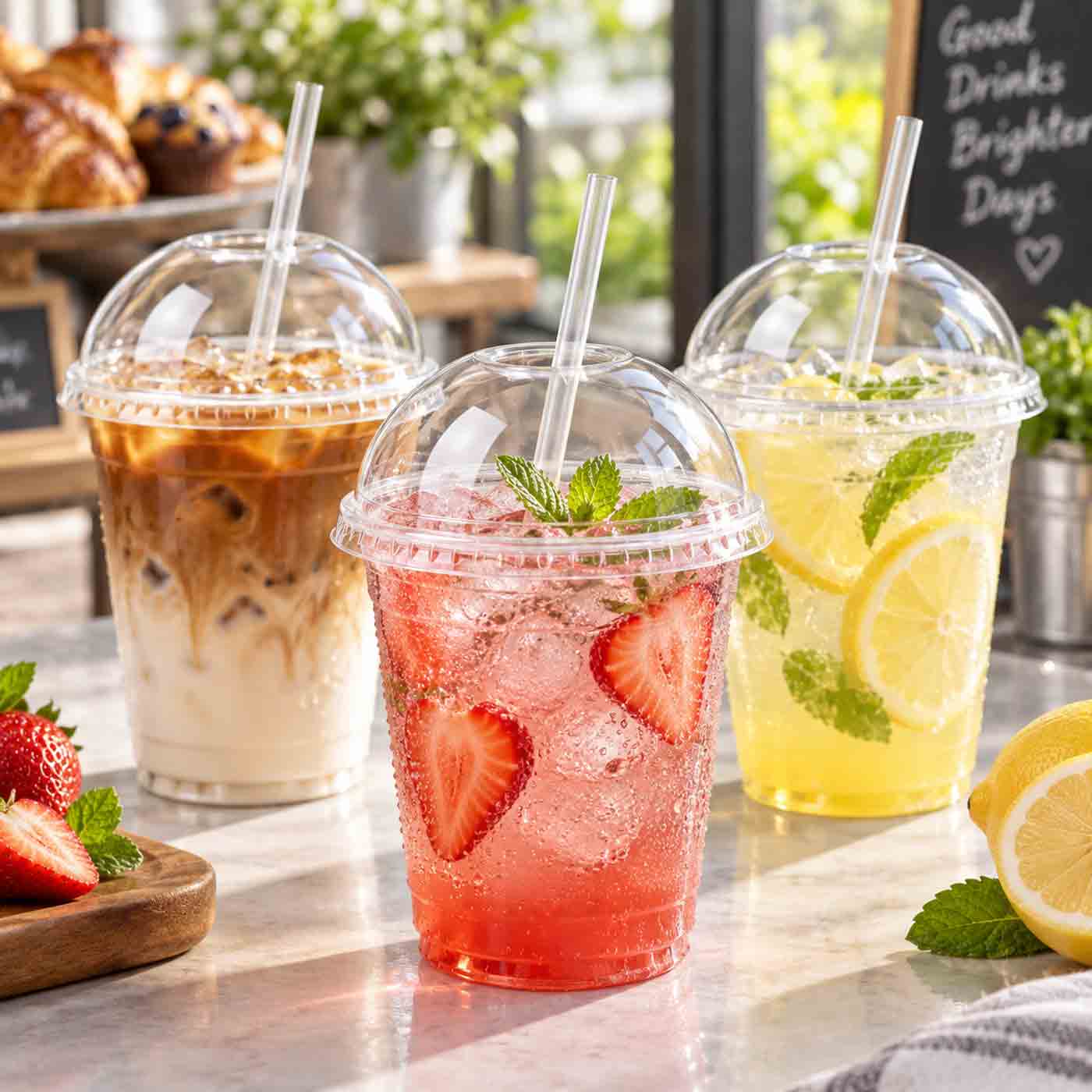 12oz Semi-Dome Clear Lids HYP PET w/hole 10/100