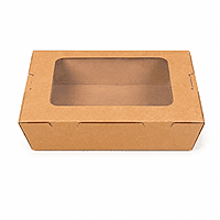 Eco-Island Kraft Food Container with window 8" x 5.5" x 2" 4/50