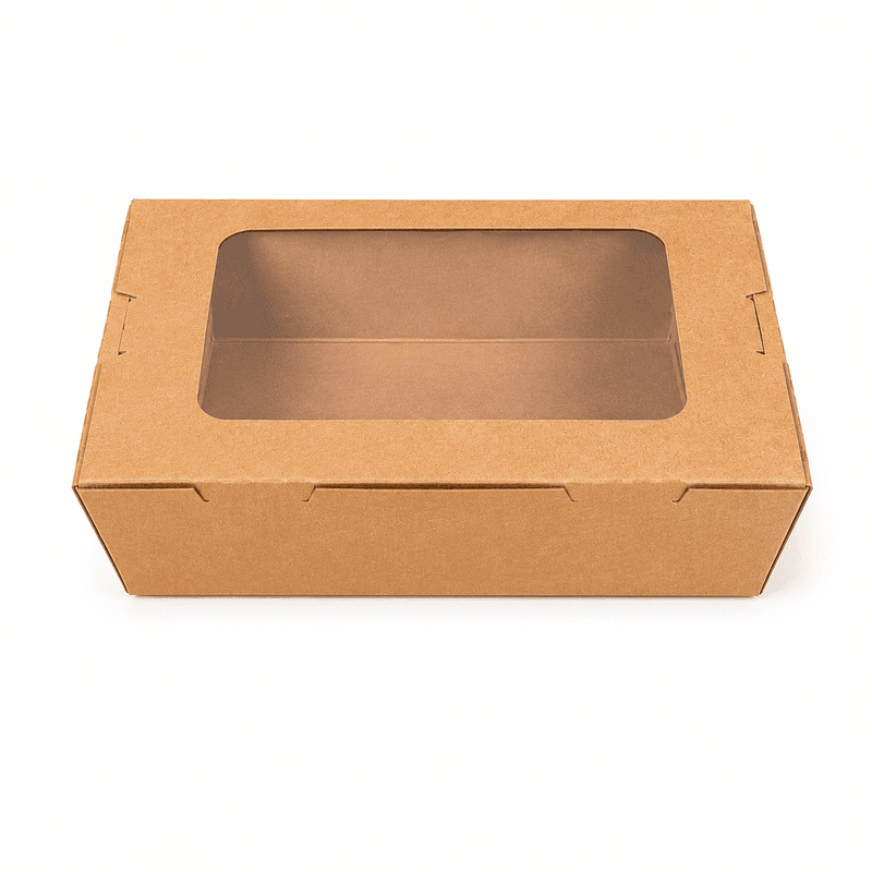 Eco-Island Kraft Food Container with window 8" x 5.5" x 2" 4/50