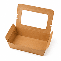 Eco-Island Kraft Food Container with window 8" x 5.5" x 2" 4/50