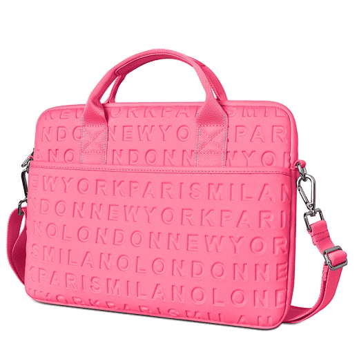 WiWU Waterproof Lycra Cosmo 13.3" Laptop Slim Bag Laptop Handbag with Strap-Pink