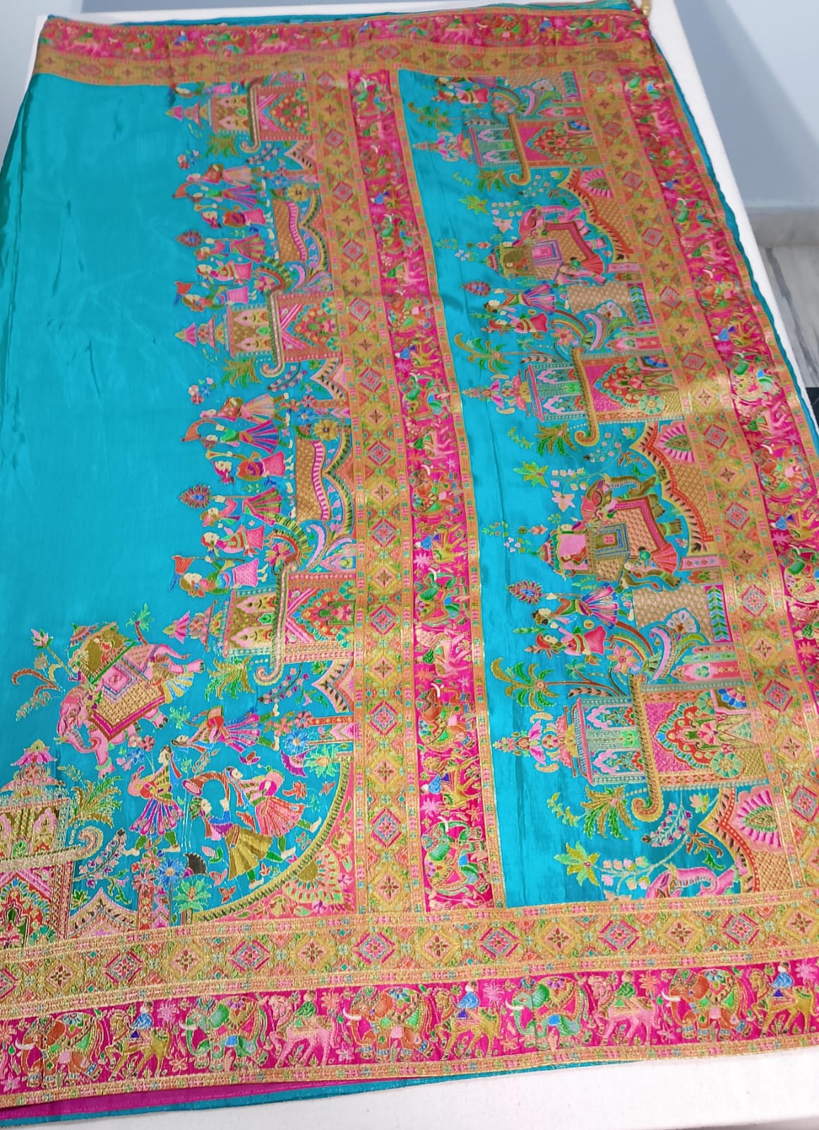 N563: Ready To Ship Beautiful Banarasi Kani Saree With Stitched Blouse